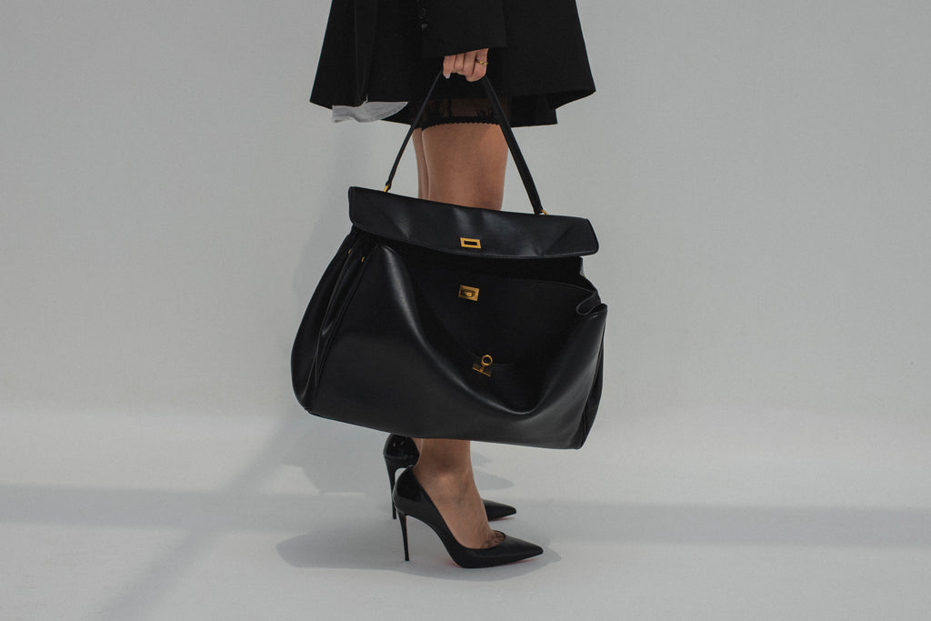 The Alessia Bag — top-grain Swift leather handbag, front view