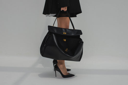 The Alessia Bag — top-grain Swift leather handbag, front view